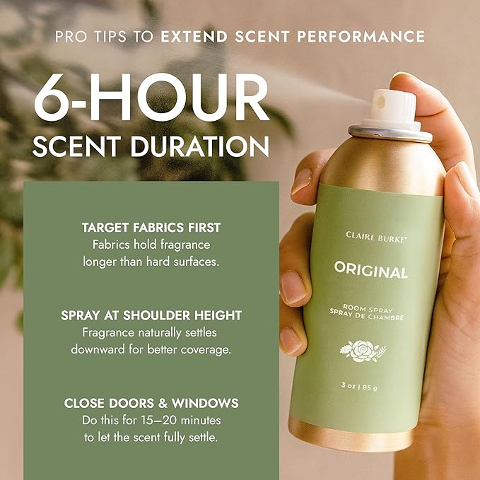 Claire Burke Original Scent Room Spray 3 oz (Pack of 6) - Fresh Home Fragrance &amp Air Freshener Natural Scent Home Fragrance Long Lasting Natural Air Freshener