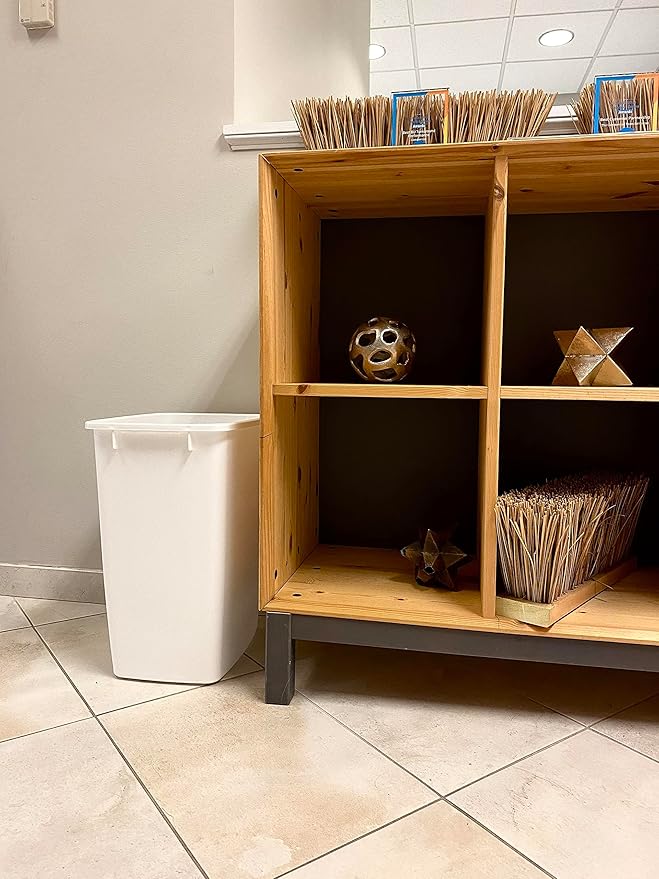 Rubbermaid Small Kitchen Bathroom Trash Can 9 Gallons White Waste Basket for Under Counter/Kitchen/Office/Bedroom/Bathroom
