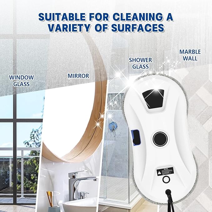 Window Cleaning Robot 2800Pa Robot Window Cleaner with Intelligent Edge Detection Remote Control Automatic Window Cleaner Suitable for Indoor/Outdoor Glass Mirrors Tiles