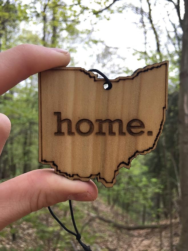 Arotags Ohio Wooden Car Air Freshener - Long Lasting Beach Bum Scent Diffuses for 365+ Days - Includes Hanging Mirror Diffuser and Fragrance Oil - 100% American Made