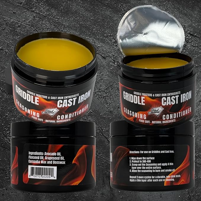 2 pack Griddle Seasoning &amp Cast Iron Conditioner (8oz) – Premium Oil &amp Wax Blend for Skillets Griddles Dutch Ovens &amp Flat Top Grills – Non-Stick Protection &amp Rust Prevention
