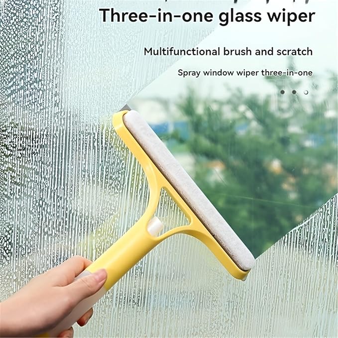 3-in-1 Glass Cleaning Tool for Home Bathroom Mirror and Windows Water Wiper for Shower and Glass Surfaces ﻿(Blue and White)