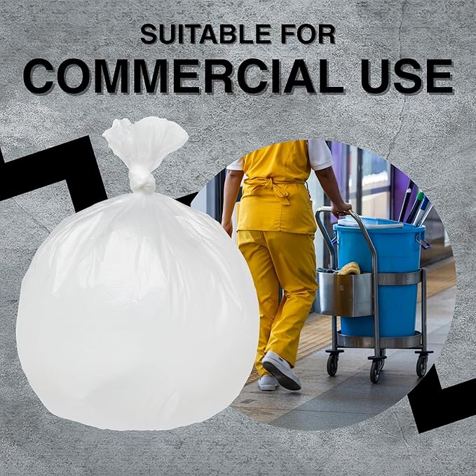 33 Gallon Garbage Trash Bag 33X40 Clear 150 Count Can Liner Bulk 30 Gallon 31 Gallon 32 Gallon 34 Gallon 35 Gallon Made in USA