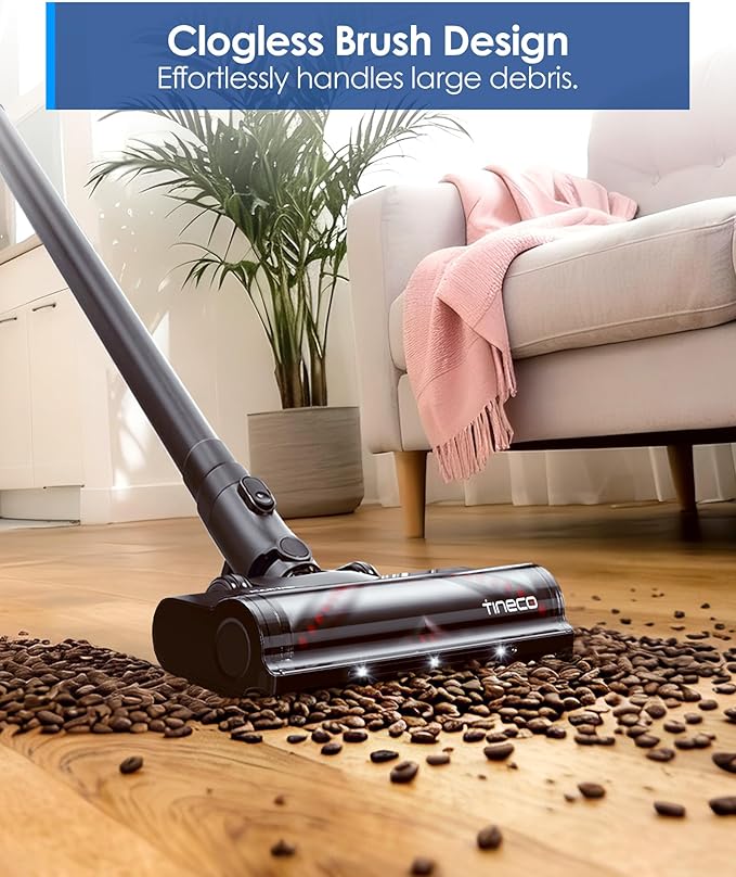 Tineco Pure ONE S20 Cordless Vacuum CleanerClogless Brush DesignUp to 55 Minutes of Runtime6-Stage Filtration SystemLED Brush Headlights Stick Vacuum Cleaner for Pet Hair Carpet &amp Hard Floor