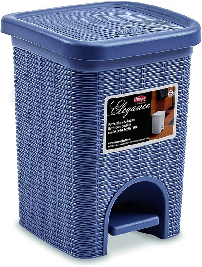 Stefanplast Elegance Bathroom Dustbin Navy Blue 20.5 x 20.5 x 28 cm