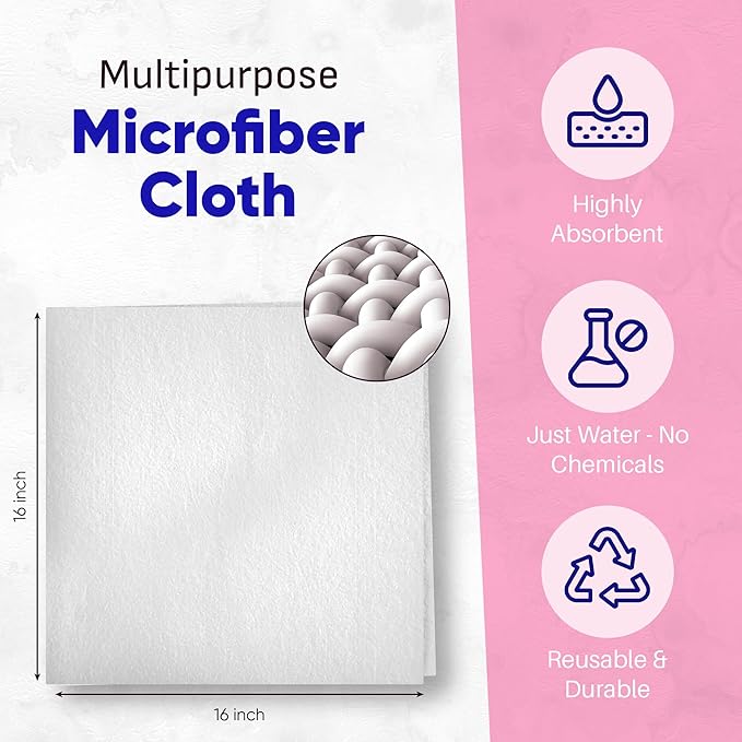 Zezo-Fiber Microfiber Cleaning Cloth - Highly Absorbent Premium Towels for Cars Kitchen Glass and Automotive Surfaces Soft Lint-Free Reusable Multipurpose Cleaning Rags11 Pack