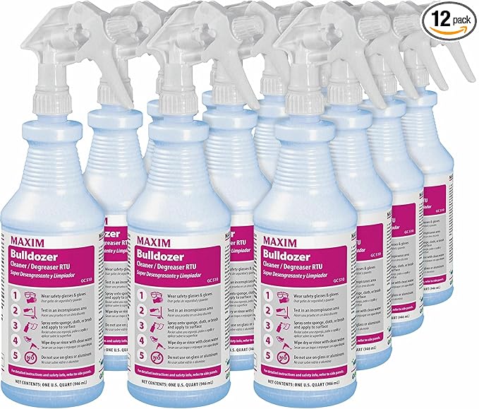 Midlab MAXIM Bulldozer Cleaner/Degreaser with Spray Trigger Ready To Use 32 fl oz Lemon Scent Pack of 12