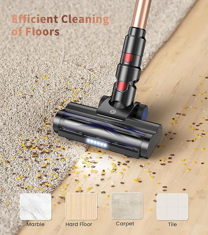 NADALY Cordless Vacuum Cleaner 500W 40KPA Stick Vacuum with 45min Runtime Anti-Tangle Vacuum Cleaners for Home 1.5L Dust Cup Rechargeable Wireless Vacuum for Hardwood Floor Carpet Pet Hair