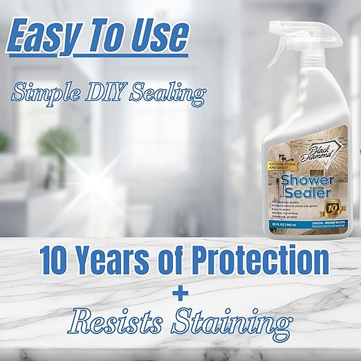 Black Diamond Stoneworks Shower Glass Cleaner Spray &amp Natural Stone Shower Sealer – 2 Pack Bathroom Bundle for Crystal-Clear Glass and Long-Lasting Stone Protection