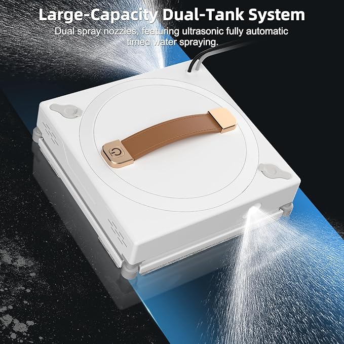 Window Cleaning Robot 3000Pa Auto Automatic anti-slip system Three intelligent cleaning path modes Ultrasonic automatic dual-direction water spray system Cleans glass tiles marble and wood panels
