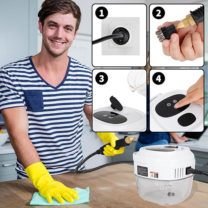 Steam Cleaner for Home Steamer for Cleaning 6-Level 10s Heat-Up &amp 1.5L Tank Handheld Steam Cleaner for Car Detailing Home Tile Grout Furniture
