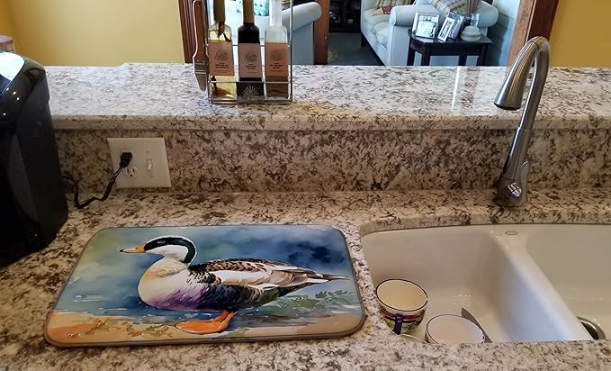 Caroline's Treasures DAC3204DDM Common Eider Duck Dish Drying Mat Absorbent Dish Drying Mat Pad for Kitchen Counter Dish Drainer Mat for Countertop 14 x 21 Multicolor