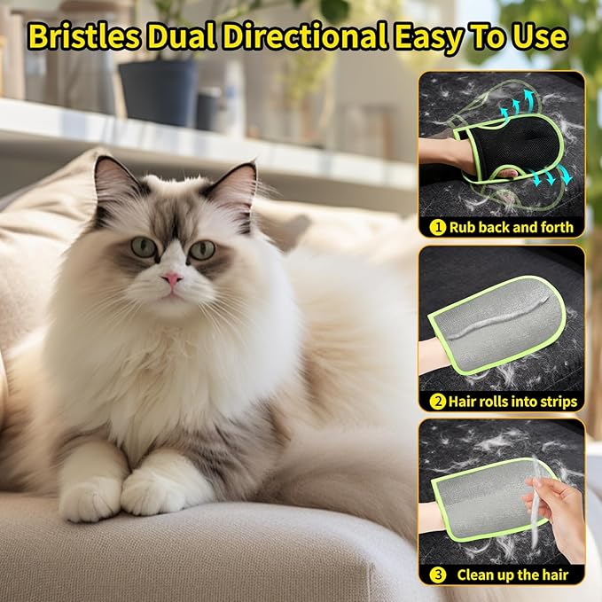 YS&ampJJFZ 2 Pcs Pet Hair Remover Gloves for Cats &amp DogsNewly Upgraded Reusable Electrostatic Pet Hair Gloves Pet Hair Remover Tool for Clothing Couch Carpet Car Seat