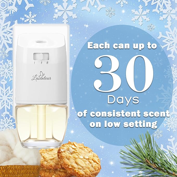 Plug In Air Freshener Refills 12ct Vanilla Almond Biscuit Cashmere Wood Fresh Cut Fraser Fir &amp First Snowfall – Wall Plug In Refill for Home –Compatible with Air Wick &amp Glade Not for Glad