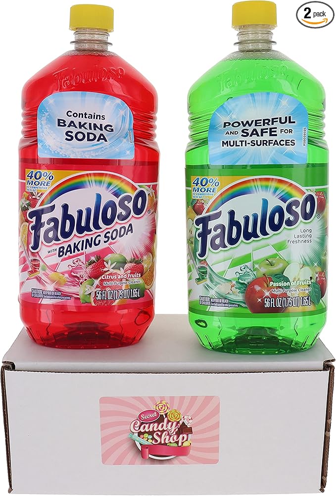 Fabuloso Multi-Purpose Cleaner 56 FL OZ Variety Pack of 2 (Baking Soda Fruits Passion Fruit) (1 of Each Total of 2)
