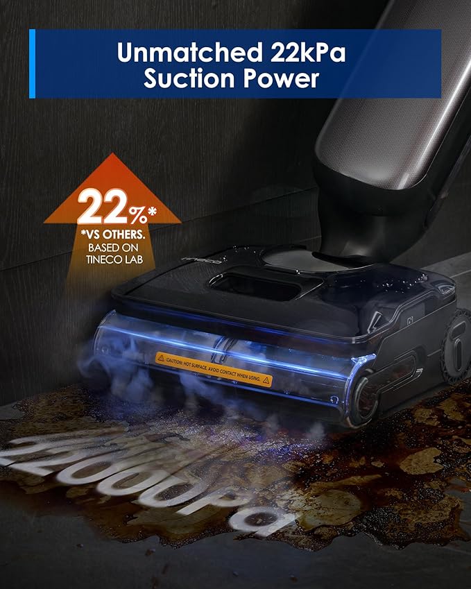 Tineco Floor One S9 Artist Steam Wet Dry Vacuum Cleaner High-Temp Steam Cleaning 22kPa Suction 360° SmoothDrive Anti-Tangle Design 185°F Flashdry Long Runtime 180° Lay-Flat