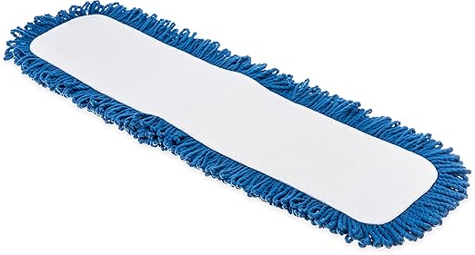 FLO-PAC Dry Mop Mop Pad Looped Fringe with Microfiber Center for Floor and Wall Cleaning 24 Inches Blue (Pack of 12)