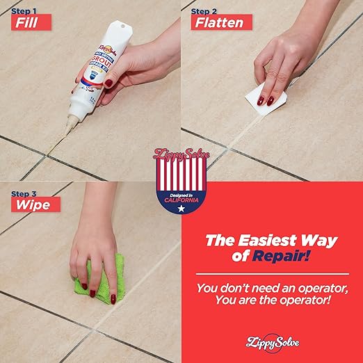 Tile Grout Repair Kit 2 Pack Grout Filler Restore &amp Renew Tile Joints Line Fast Drying Tile Grout Paint Squeeze Tube for Bathroom Shower Kitchen Floor Waterproof (17.6 oz Beige)