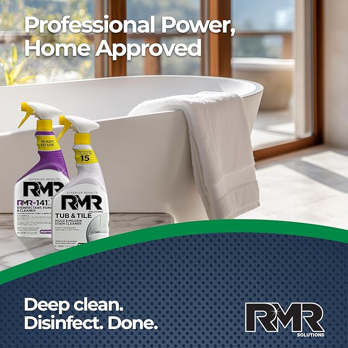 RMR Bathroom Brilliance Bundle – Tub &amp Tile Stain Spray + RMR-141 EPA Registered Mold &amp Mildew Remover 2-Step Bathroom Cleaning &amp Disinfecting System for Showers Sinks Tile Grout 2–32