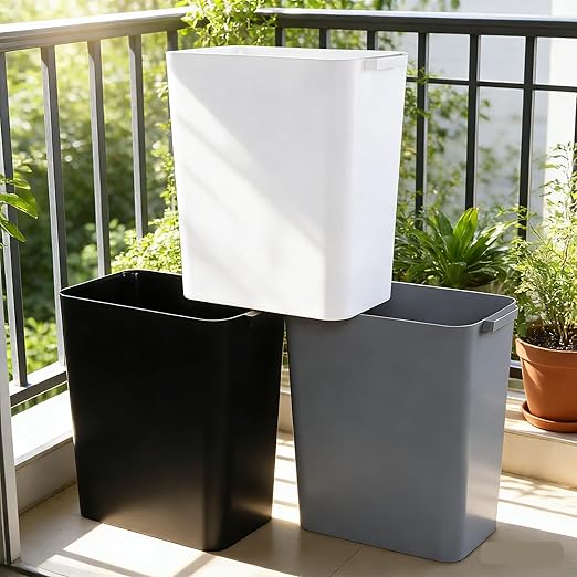 Bathroom Trash Can 4.5 Gallon Bathroom Garbage Can Waste Basket for Office Under Desk Bedroom Rv 3 Pack White
