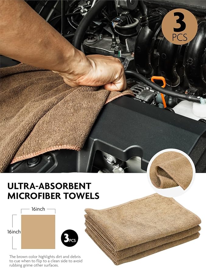 Fantasticlean 9PCS Car Interior Detailing Set Microfiber Cloth &amp Applicator Single-Head Detailing Brushes Natural Bristles Scratch-Free &amp Ultra-Soft for Seats Leather Care or Cleaning