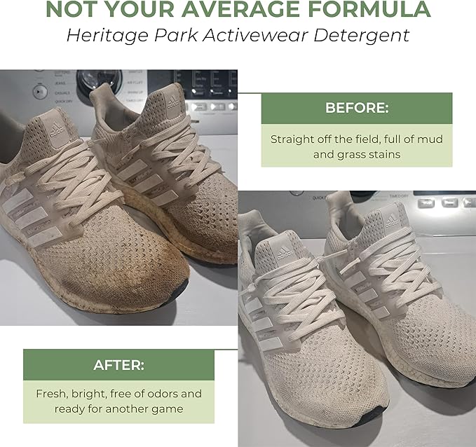 Athletic Sport Active wear Laundry Detergent | 4x Powerful Plant-Based Formula with Cleaning Enzymes for Sport Wash | Fragrance Free Natural Odor &amp Stain Remover
