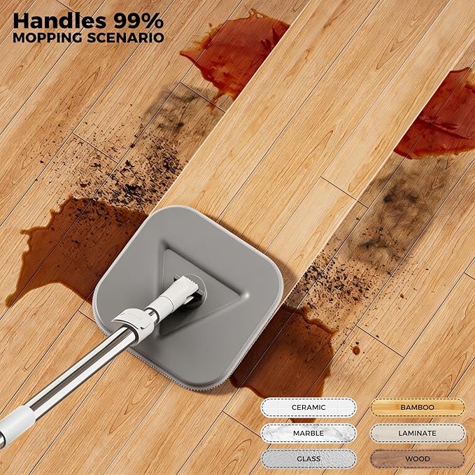 Masthome Mop and Bucket Set360° Square Spin Mop with Separate Dirty Water SystemVersatile Mops for Walls with 64 Extra Long Handle Telescopic2 Microfiber PadsMops for Home Floors Cleaning