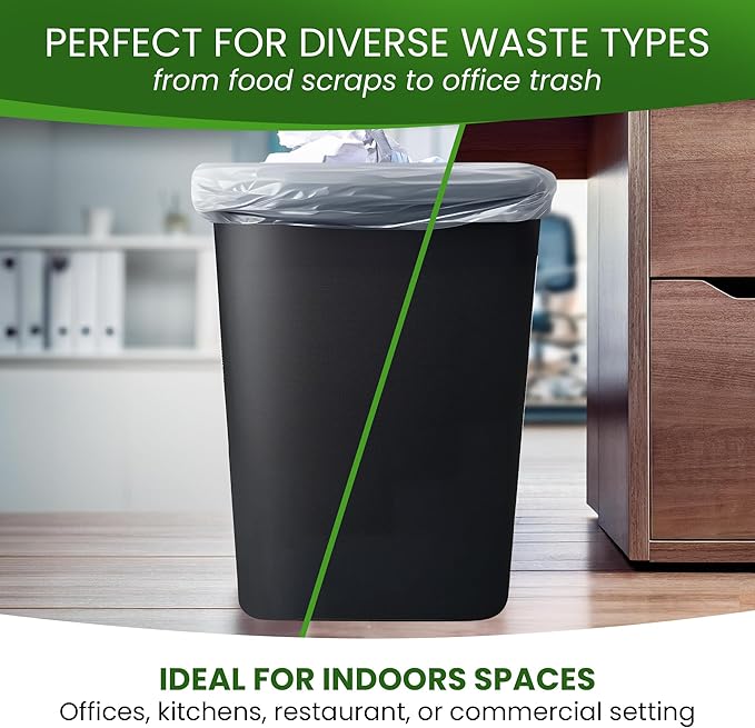 Betta 8-10 Gallon Medium Trash Bags Clear 1000 Count Box (24x24-inch) Commercial Office Wastebasket Garbage Can Liners 7-10 Gallon Round Cans 6-8 Gallon Slim and Square Cans