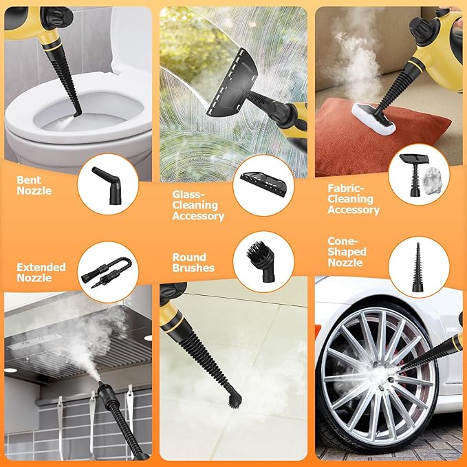 Handheld Steam Cleaner - High Pressure Steam Cleaner for Home Multi-Functional Cleaning Tools for Kitchen Bathroom Couch Car. Portable Steamer Makes Housework Easier