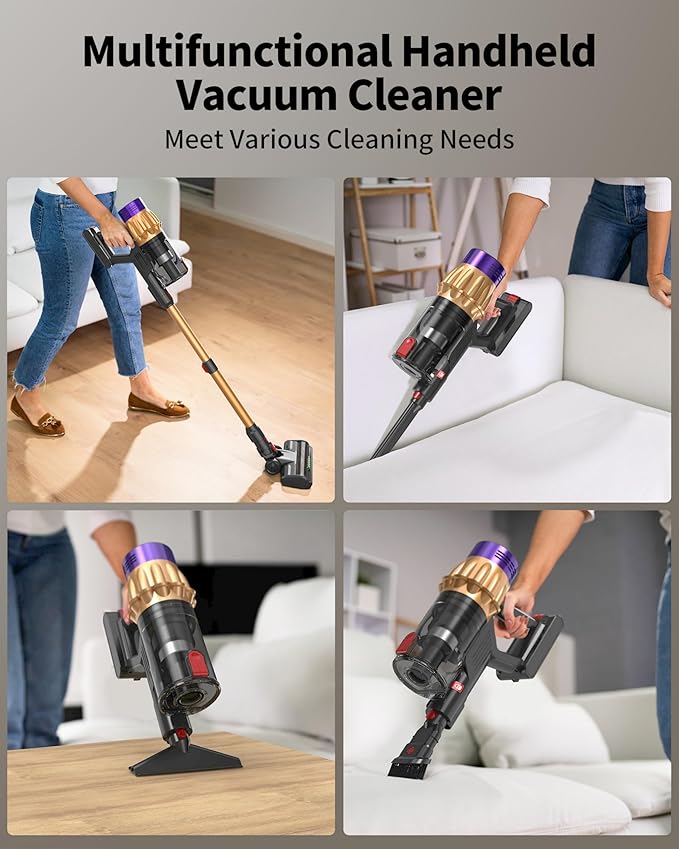Cordless Vacuum Cleaner 650W 50KPa 70-Min Runtime Stick Vacuum Self-Standing Lightweight Vacuum for Home Pet Hair Hardwood Floors Carpet Stairs &amp Car LED Display