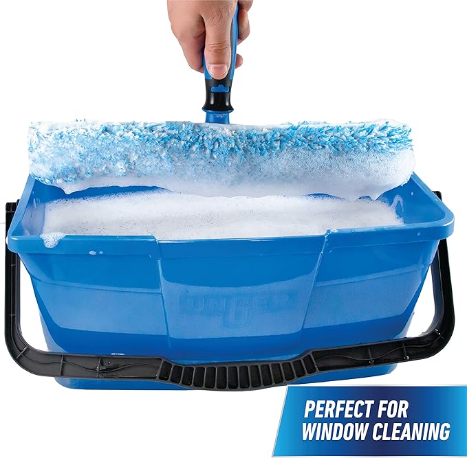 Unger Professional 3 Gallon Bucket – Compact Cleaning Bucket Comfort-Grip Handle 2 Pour Spouts Portable Cleaning Supplies Plastic Mop Bucket for Floor Window &amp Household Cleaning
