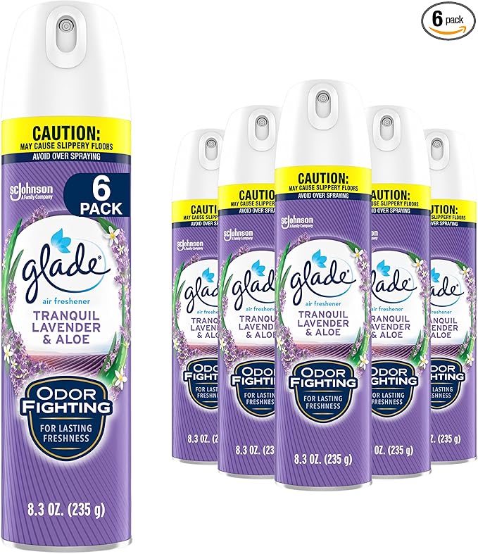 Glade Air Freshener Room Spray Tranquil Lavender &amp Aloe 8.3 oz 6 Count