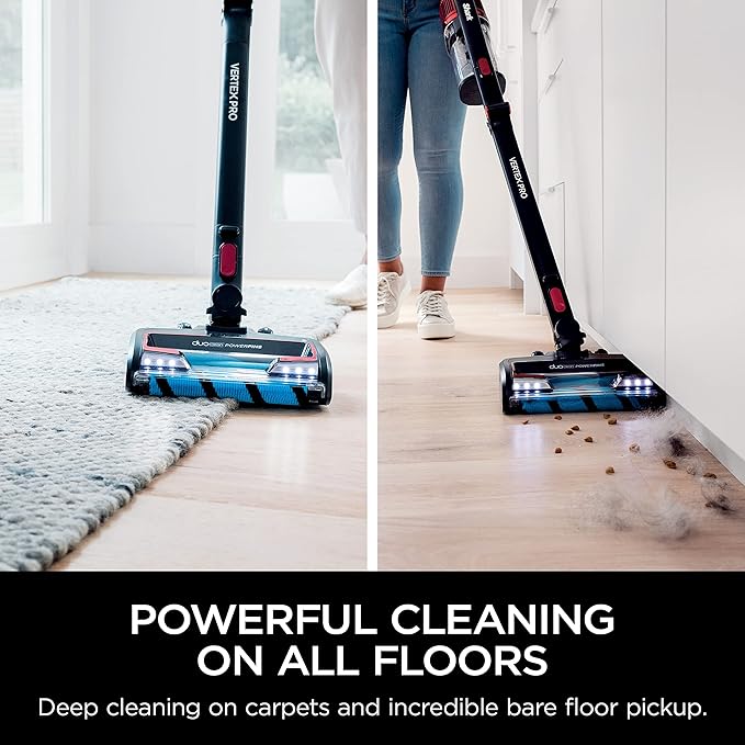 Shark Cordless Vertex Pro Lightweight Cordless Stick Vacuum with DuoClean PowerFins HEPA Fitler Anti-Allergen Complete Seal LED Headlights For Carpets &amp Hardfloors Red IZ662H