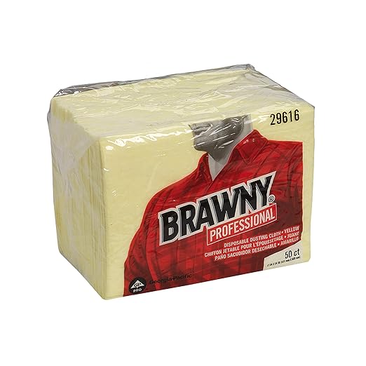 Georgia-Pacific Brawny Yellow 1/8 Fold Disposable Dusting Cloth by GP PRO 24 Length x 17 Width 29616 (Case of 4 Packs 50 Cloths per Pack)
