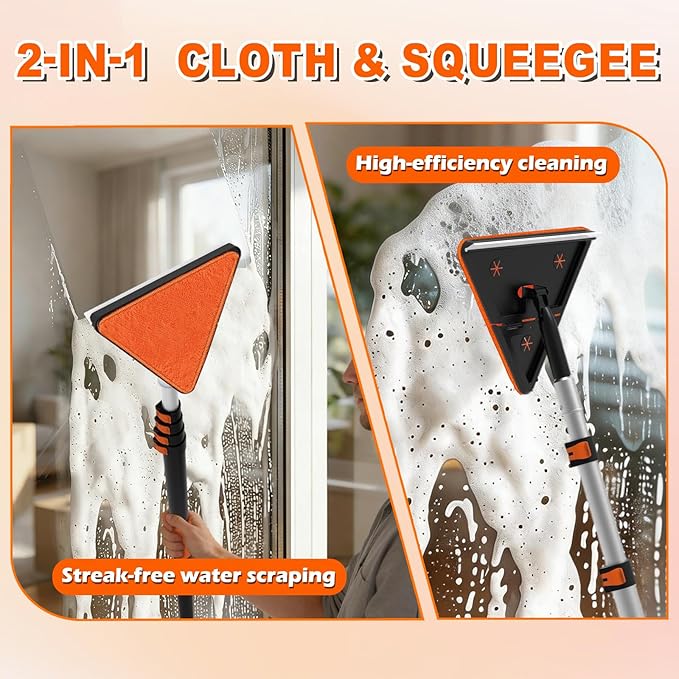 30FT Reach Duster Cleaner Kit Dusters for Cleaning with Extension Pole Baseboard &amp Wall and Window Cleaner Mop for Fan Blades High Ceiling and Cobweb