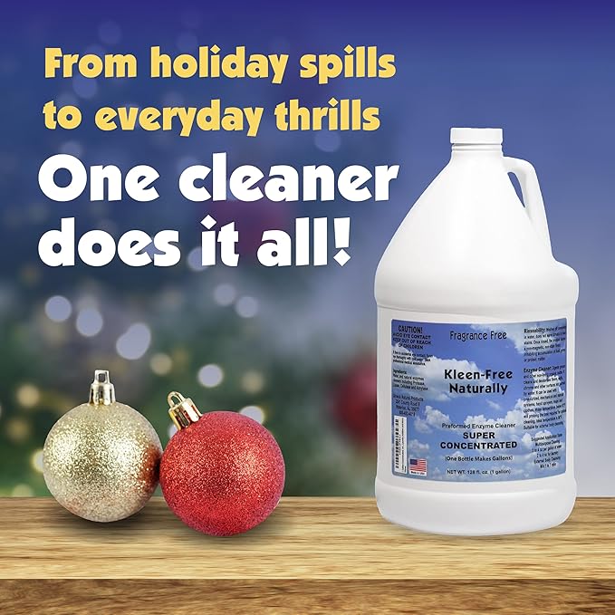 Kleen Free Naturally Enzyme Cleaner Enzyme Solution and Multi-Purpose Cleaner Laundry Additive and More (Unscented 128oz)