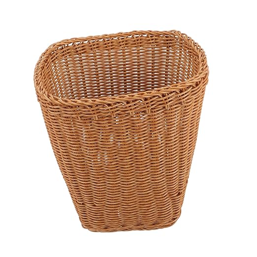 Farmhouse Woven Basket Rattan Storage Wastebasket for Living Bedroom Office Dorm Rustic Design Lightweight Versatile Home Decor