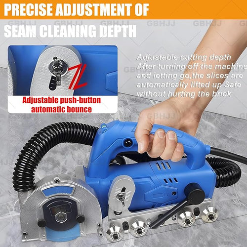 1200W Household Electric Tile Gaps Crevice Cleaning Machine Slotting Tool with 9000 RPM Tile Grout Cleaner with Saw Blade and Self-Cleaning Design Adjustable Depth