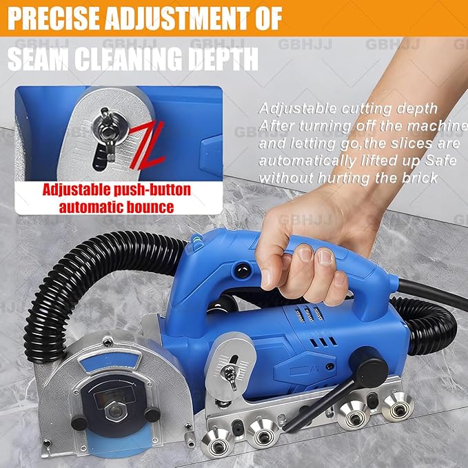 Electric Tile Gaps Crevice Cleaning Machine Slotting Tool 1200W Household Tile Joint Cleaner Machine 9000r/min for Cleaning Grout Between Tiles Floor Regrouting Tool