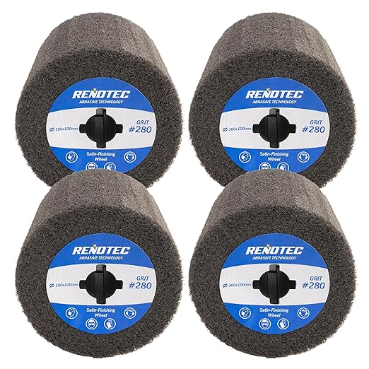 4x4 Non-Woven Polishing Wheel Very Fine Grit 280 4 Pk S/C for Metal and Wood Surface Polishing