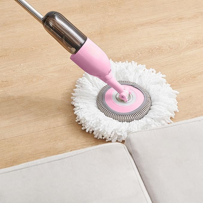 Multi-Surface Spray Mop Kit 3-in-1 with Flat Round Squeegee Mop Heads Refillable Water Bottle Machine Washable Pads for Floors Windows