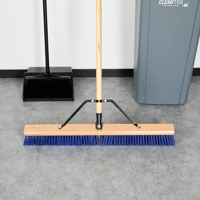 Restaurantware-BROOM HEAD ONLY: Clean Tek Professional 30-Inch Broom Head 1 Heavy-Duty Push Cleaning Tool - Handle And Brace Sold Separately Heavy Plastic Bristles Wooden Commercial Use