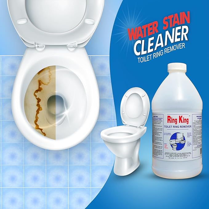 Amazon Brand - Ring King Toilet Bowl Cleaners | Pack Of 6 Toilet Bowl Cleaner Liquid 64oz Fast Acting Bathroom Cleaner For Calcium Water Rust Red Clay &amp Lime Stains – No Scrubbing