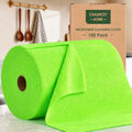 Microfiber Cleaning Cloth Roll - 100 Pack Tear Away Microfiber Paper Towels Reusable Washable Scratch-Free Kitchen Towels for Car Home Kitchen Glass Dishes (Neon Green)