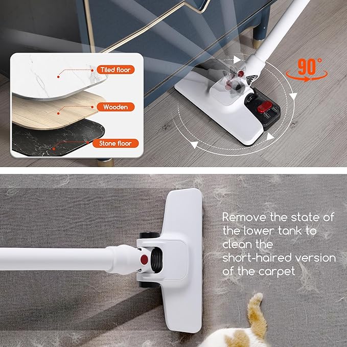 Lightweight Stick Vacuum Cleaner Unique Vacuum and Mop Combo - 3 Dust Filters/Microfiber PadsCorded Stick Vacuums &amp Electric Brooms - 400W 12Kpa Suction for Kitchen Bedroom Living Room