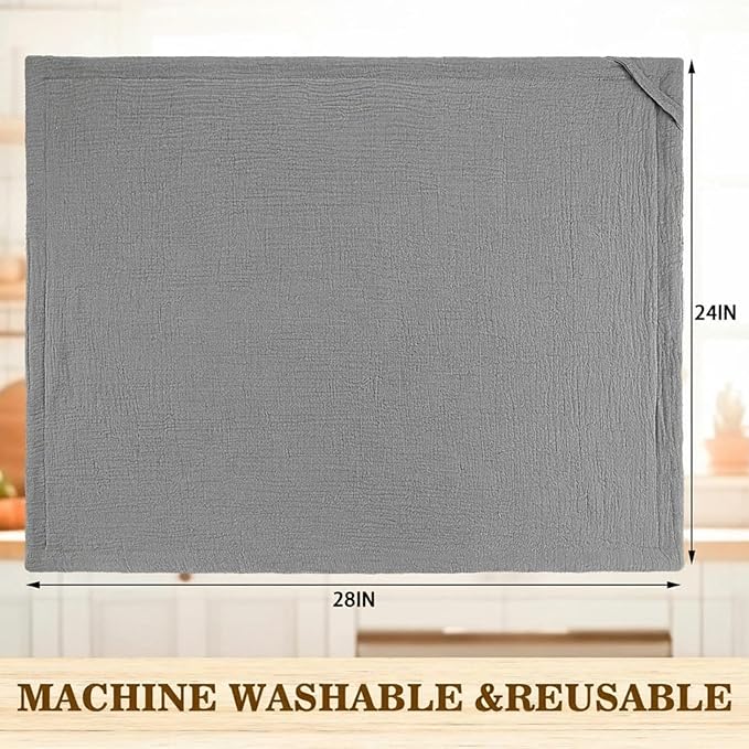 2 Pcs Extra Large Dish Drying Mats for Kitchen Counter28 x 24 100% Cotton Gray Pad Thick Highly Absorbent Mats Muslin Gauze Quick Drying Dishes Drainer Pad for Sinks Draining Racks
