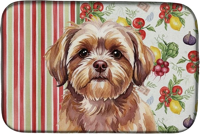 Caroline's Treasures Liver Shih Tzu Vegetables Dish Drying Mat Absorbent Dish Drying Mat Pad for Kitchen Counter Dish Drainer Mat for Countertop 14 x 21 Multicolor
