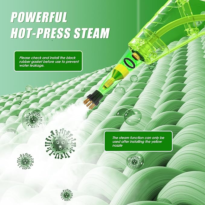 Steam Cleaner for Home &amp Car 15s Heat-Up Handheld Steamer for Cleaning 1.2L Portable High Steam Cleaners 3BAR Steam Control with 14 pcs Accessories Kit for Car Floors Couches Tiles Grout