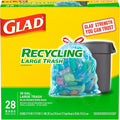 Glad Trash Bags Large Drawstring Garbage Bags 30 Gallon Blue Trash Bags for Large Kitchen Trash Can or Recycling 28 Count - Packaging May Vary