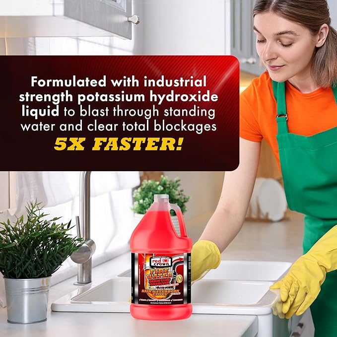 Fire Water Max Drain Clog Dissolver Hair Clog Liquid Cleaner &amp Remover for Any Sink Shower Tub Pipe Drains Septic Safe 5X Faster Action 1 Gallon